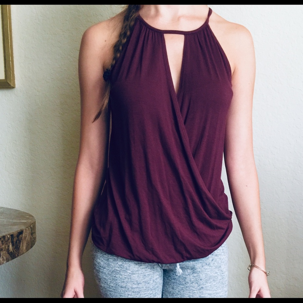 Maroon wrap top